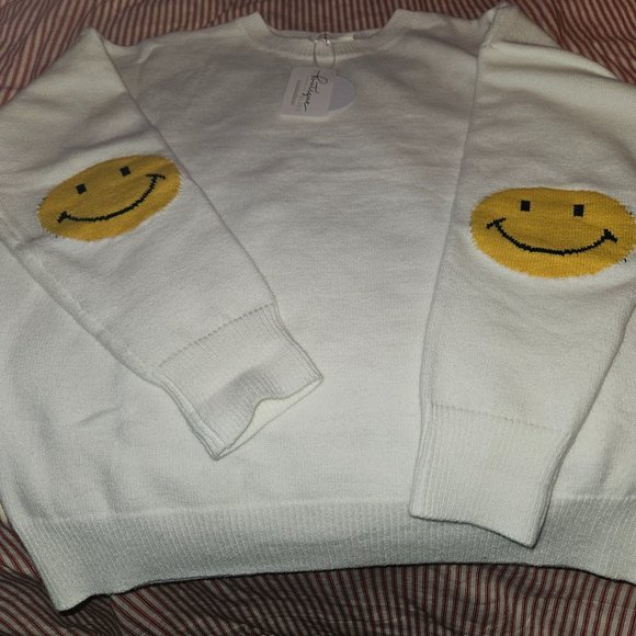 Happy Face Crewneck Sweater - Picture 1 of 4